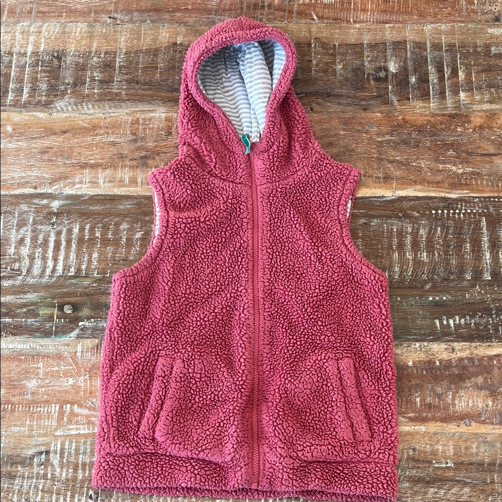 Mini Boden Girls Fleece Hooded Pink Vest